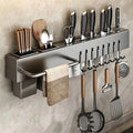 Suporte de Parede em Inox com Porta Facas e Organizador de Talheres