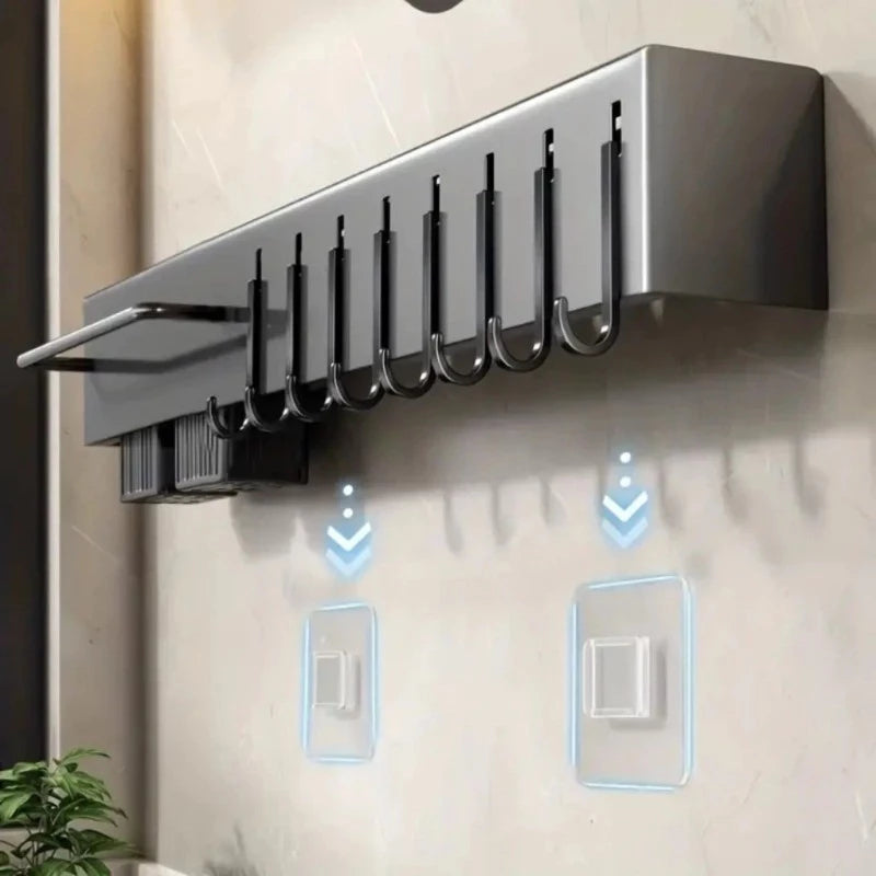Suporte de Parede em Inox com Porta Facas e Organizador de Talheres