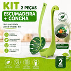 Kit Utensílios Criativos – Escumadeira Folha + Concha Dinossauro