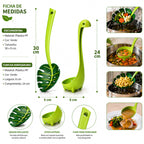 Kit Utensílios Criativos – Escumadeira Folha + Concha Dinossauro