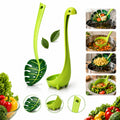 Escumadeira Folha Verde + Concha Dinossauro Utensílio de Cozinha 30 cm Legumes Massa Noque Cozimento