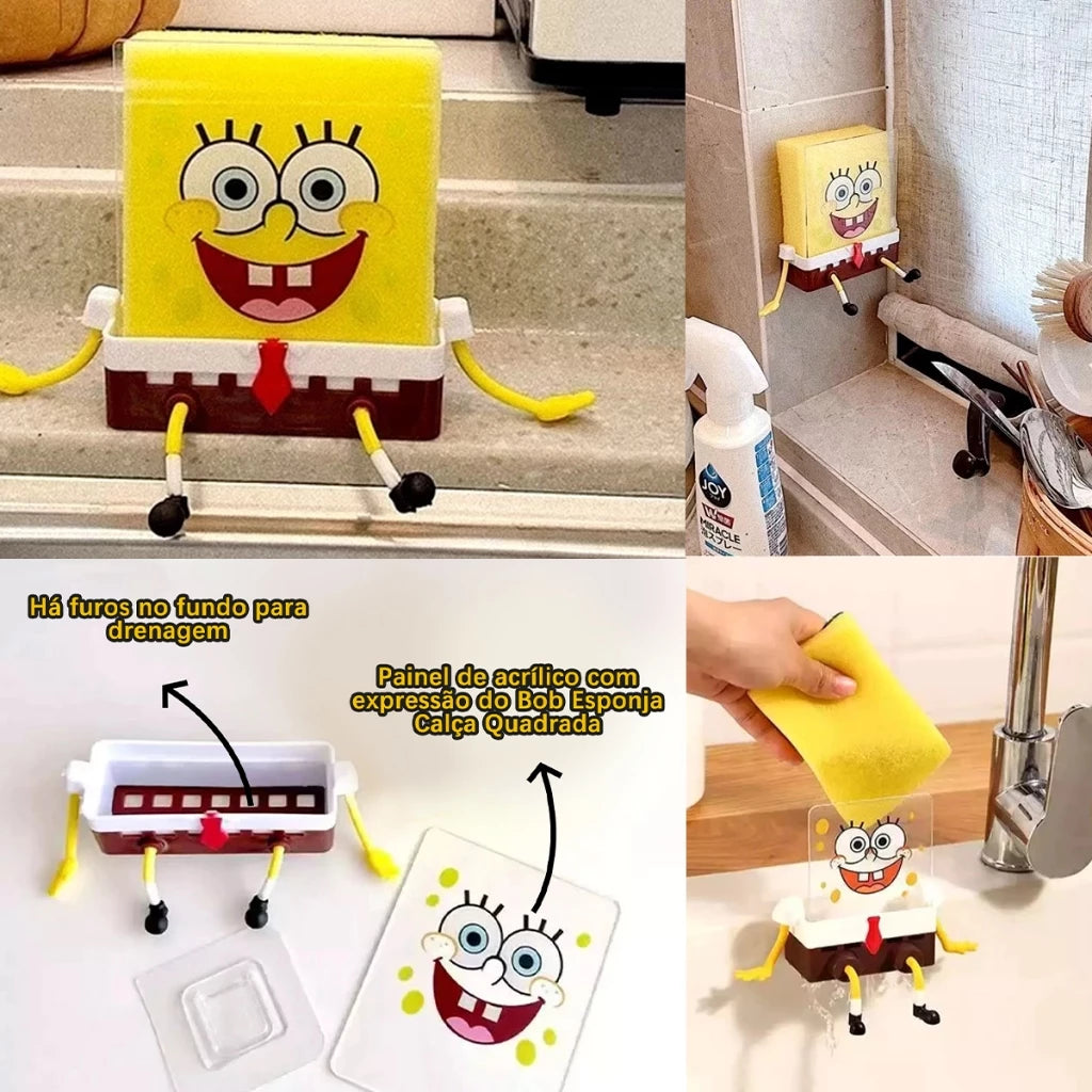 Suporte para Esponja Bob Esponja - Organizador Criativo para Cozinha, Escorre Água e Previne Mofo