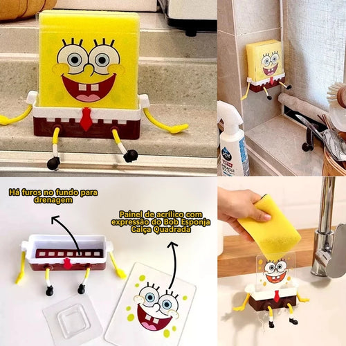Suporte para Esponja Bob Esponja - Organizador Criativo para Cozinha, Escorre Água e Previne Mofo
