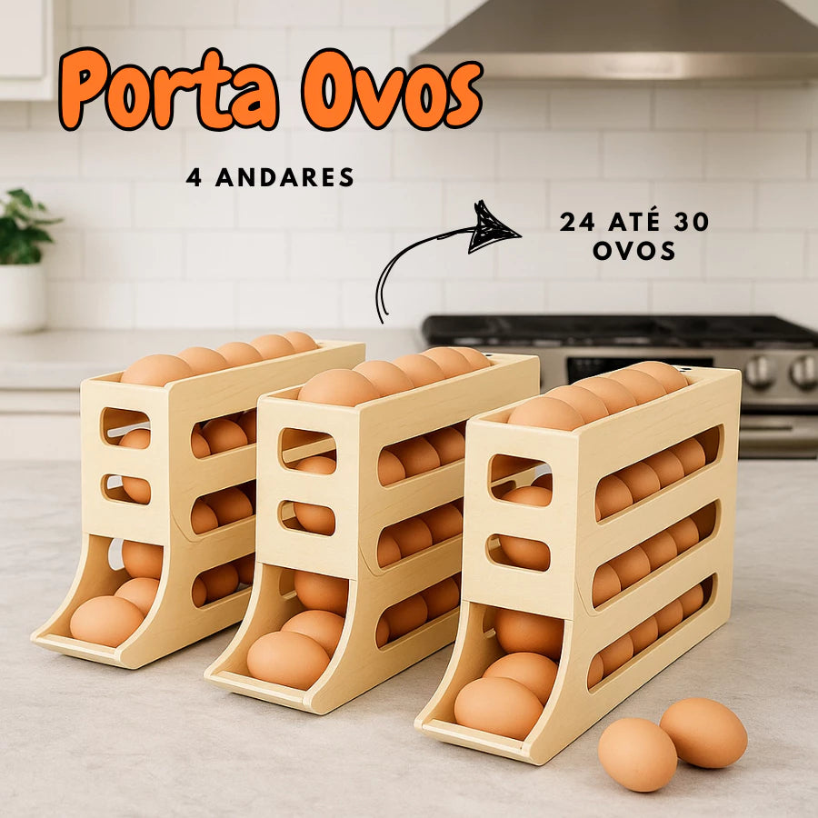 Porta Ovos Rolante 4 Andares – Organiza até 30 Ovos na Geladeira