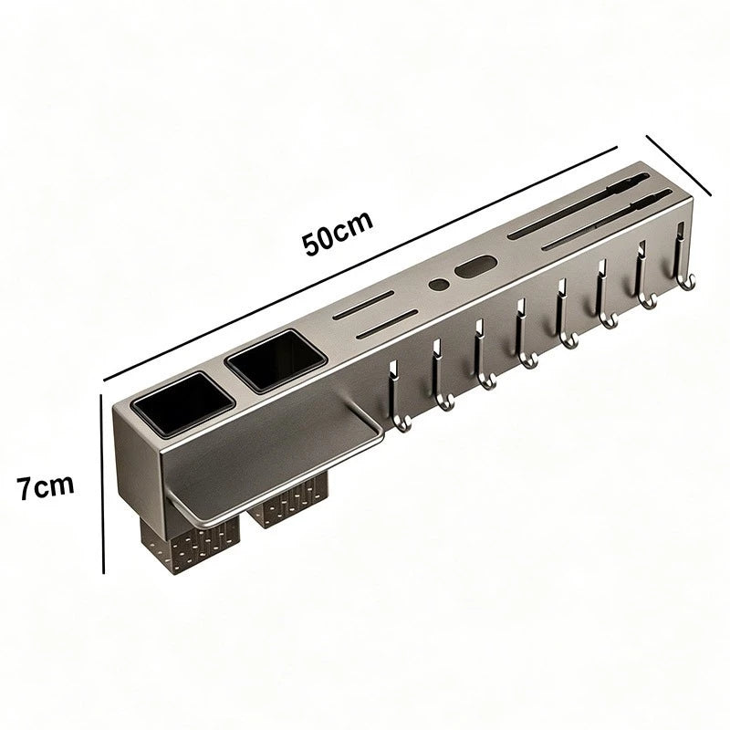 Suporte de Parede em Inox com Porta Facas e Organizador de Talheres
