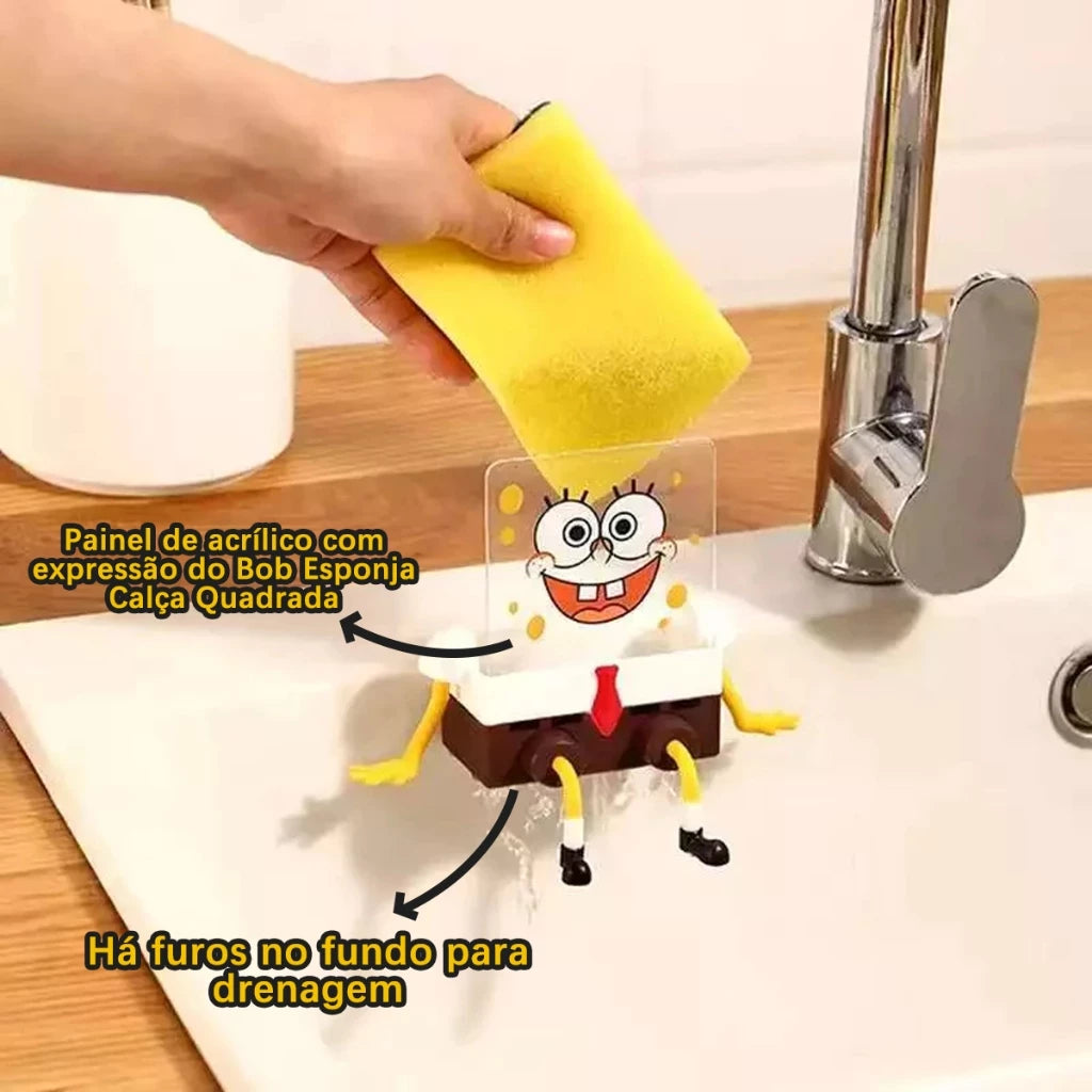 Suporte para Esponja Bob Esponja - Organizador Criativo para Cozinha, Escorre Água e Previne Mofo